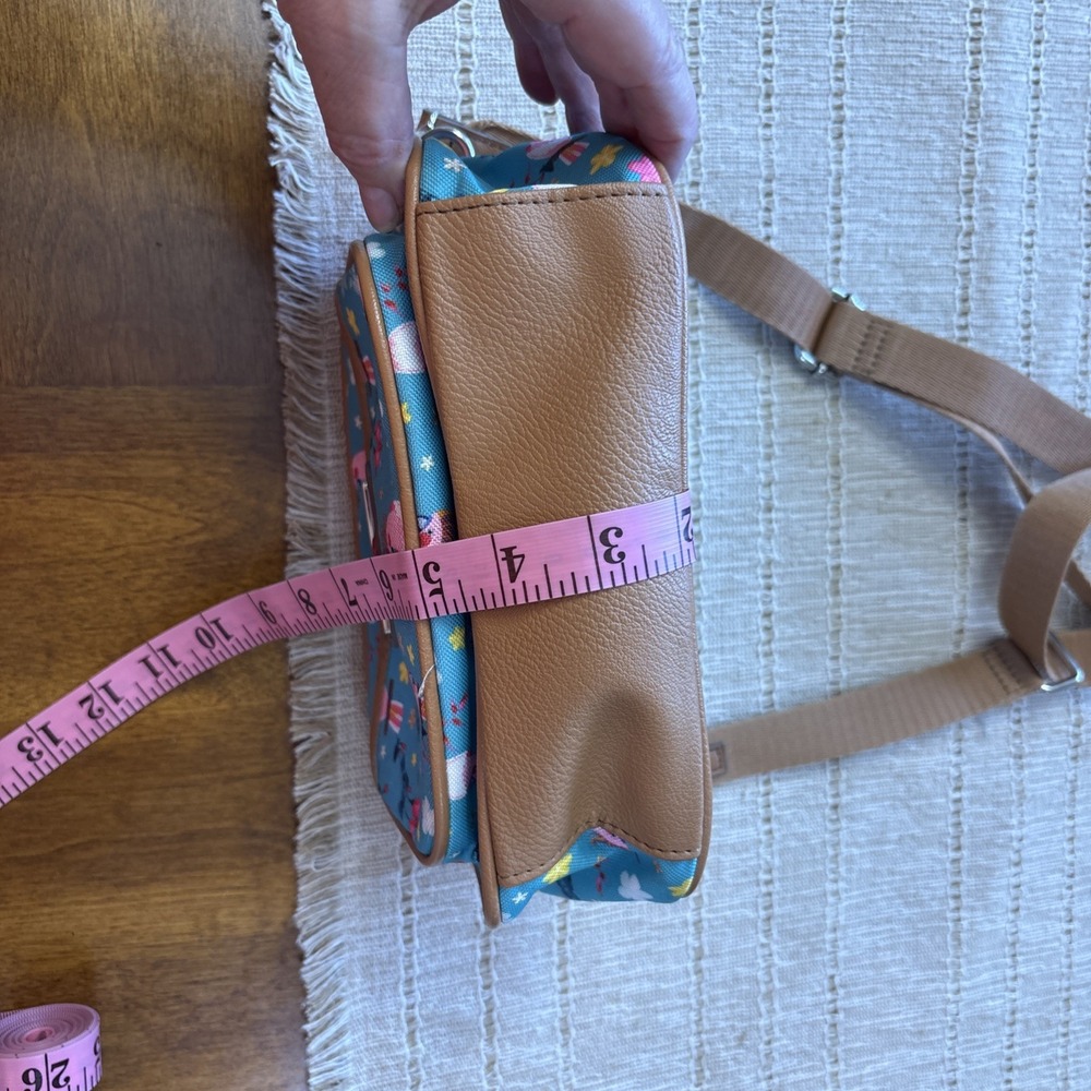 Lilly Bloom Crossbody Purse Cocketeil Blue Floral Adjustable Strap Zip Closure - Picture 7 of 9